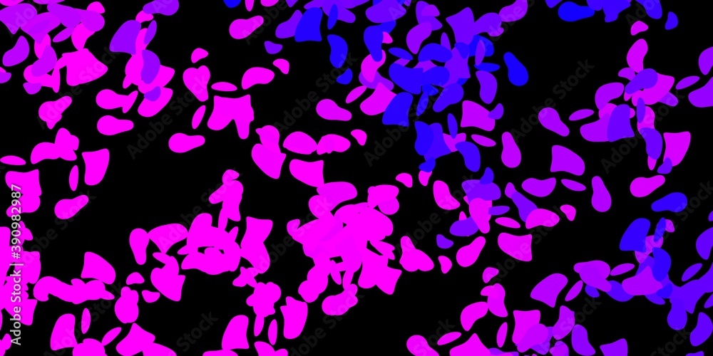 Dark purple, pink vector texture with memphis shapes.