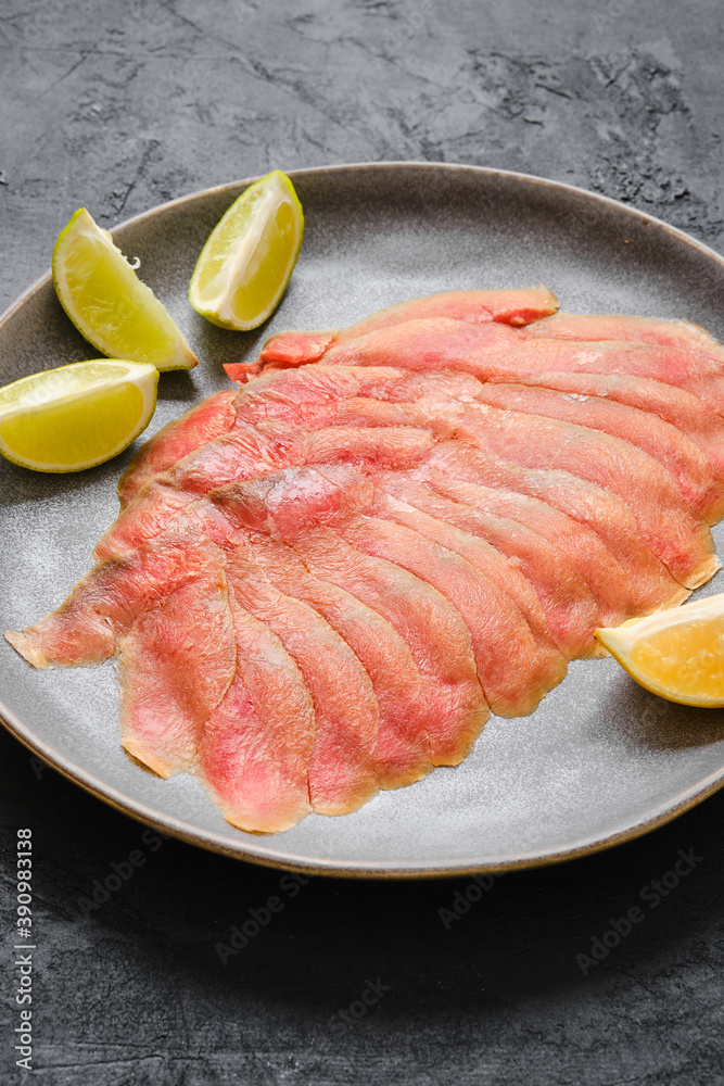 Smoked thin slices of salmon fillet Smoked thin slices of salmon fillet