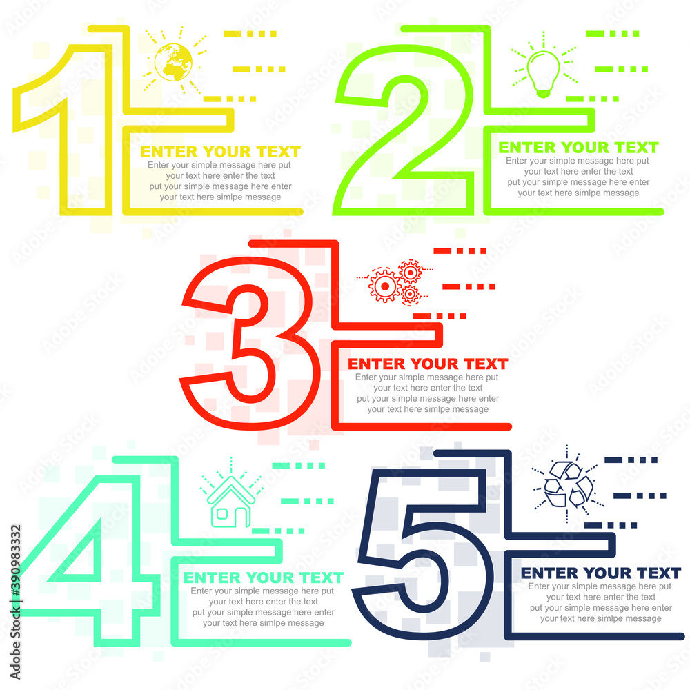 Minimal business infographic template with number 5 options or steps colored Minimal business infographic template with number 5 options or steps colored
