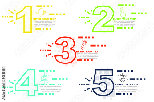 Minimal business infographic template with number 5 options or steps colored version eight