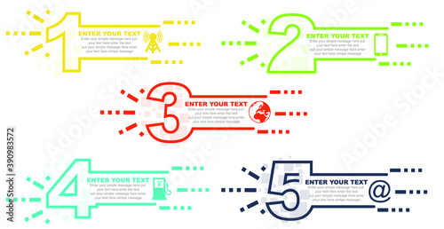 Minimal business infographic template with number 5 options or steps colored version six