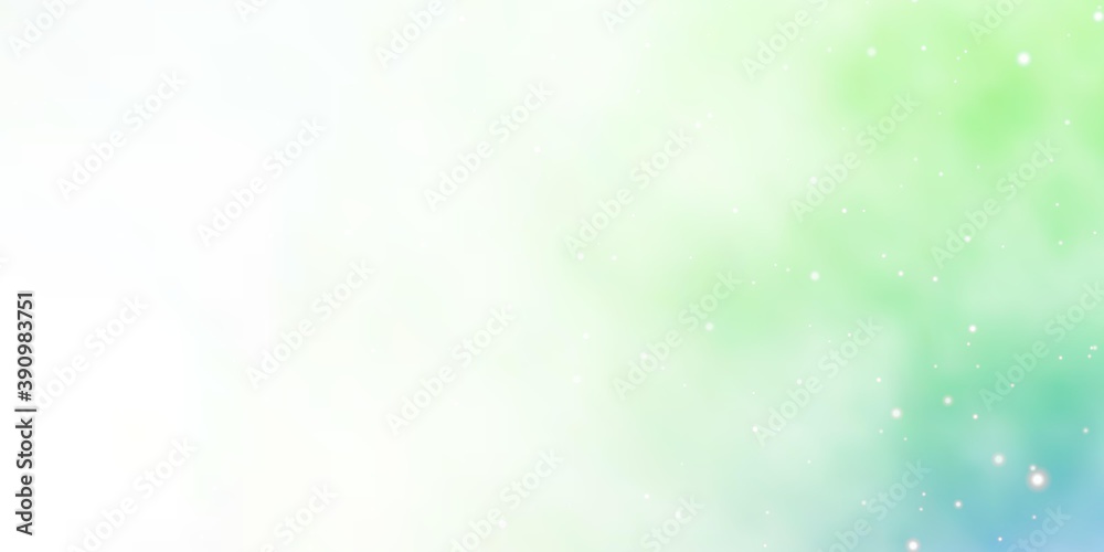 Light Green vector background with small and big stars.