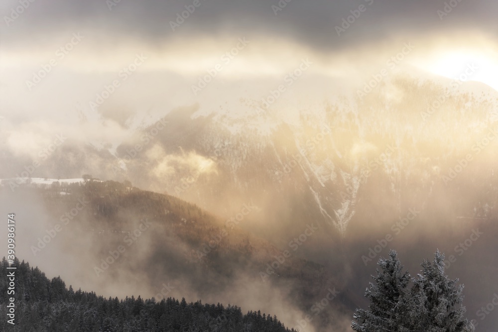 Fototapeta premium Majestic High mountains with winter snow