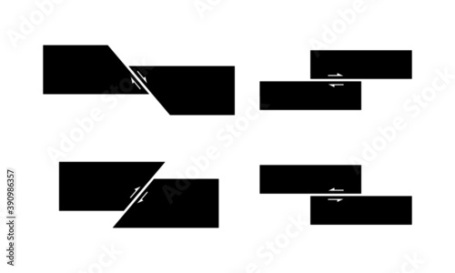 Type of geological faults vector set
