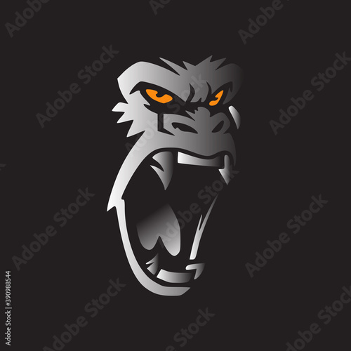 Angry gorilla sillhoute logo vector