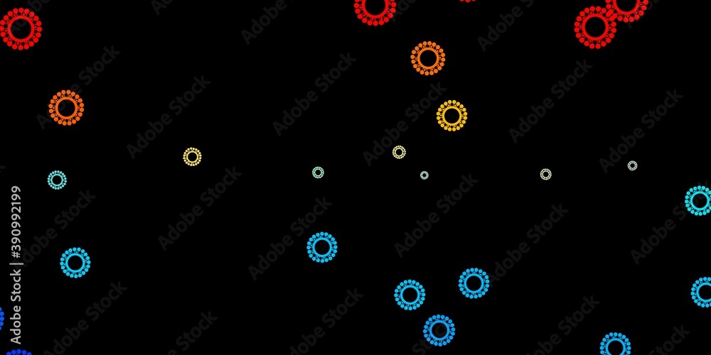 Dark blue, red vector template with flu signs.