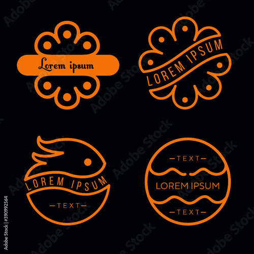 Ornaments, Luxury line art design, retro stamp
