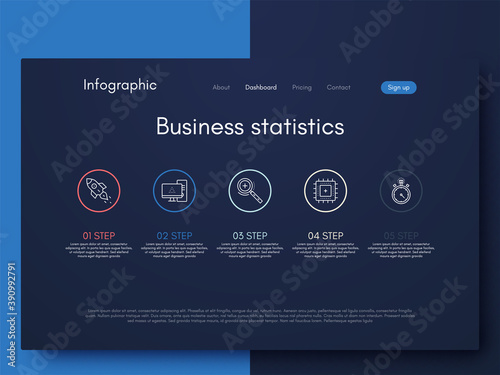 Modern infographic vector elements for business brochures. Use in website, corporate brochure, advertising and marketing..