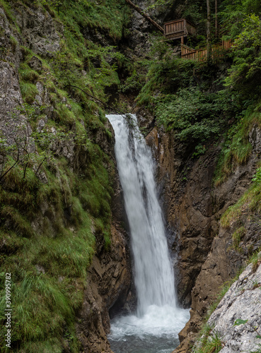 Waterfall in canyon Wolfsklamm in Tyrol  Austria