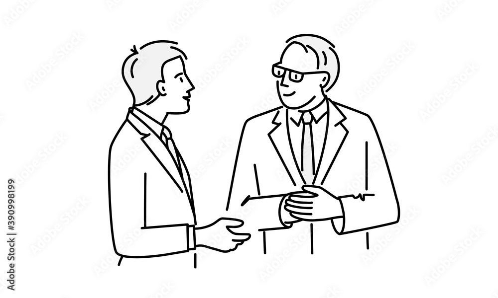 Business people talking. Hand drawn vector illustration.