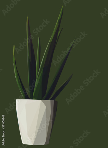 Low poly, geometrical, illustration of a cactus plant