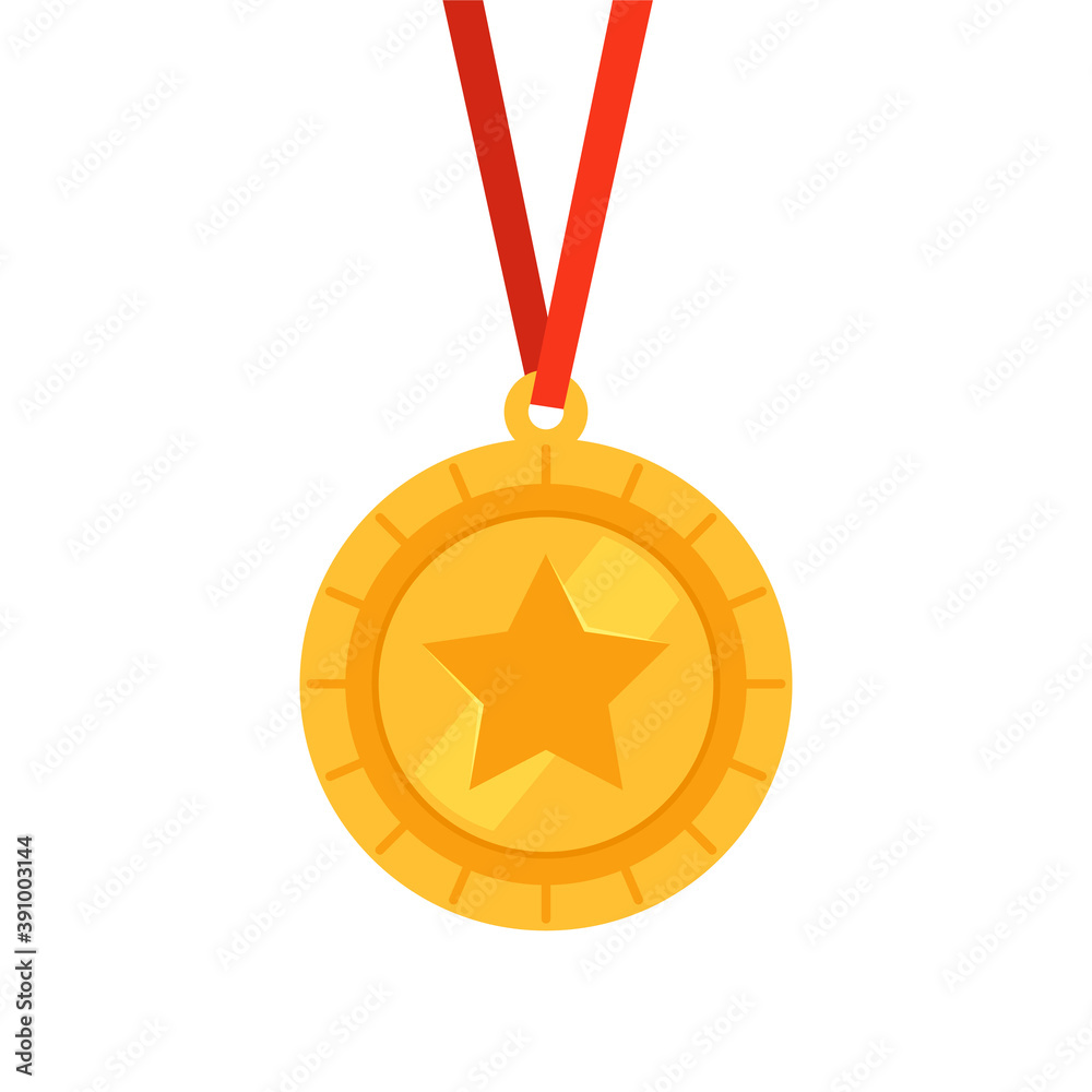 Gold medal with a red ribbon as an award for the first place in the competition. Championship Winner Trophy Gold medal with a red ribbon as an award for the first place in the competition. Championship Winner Trophy