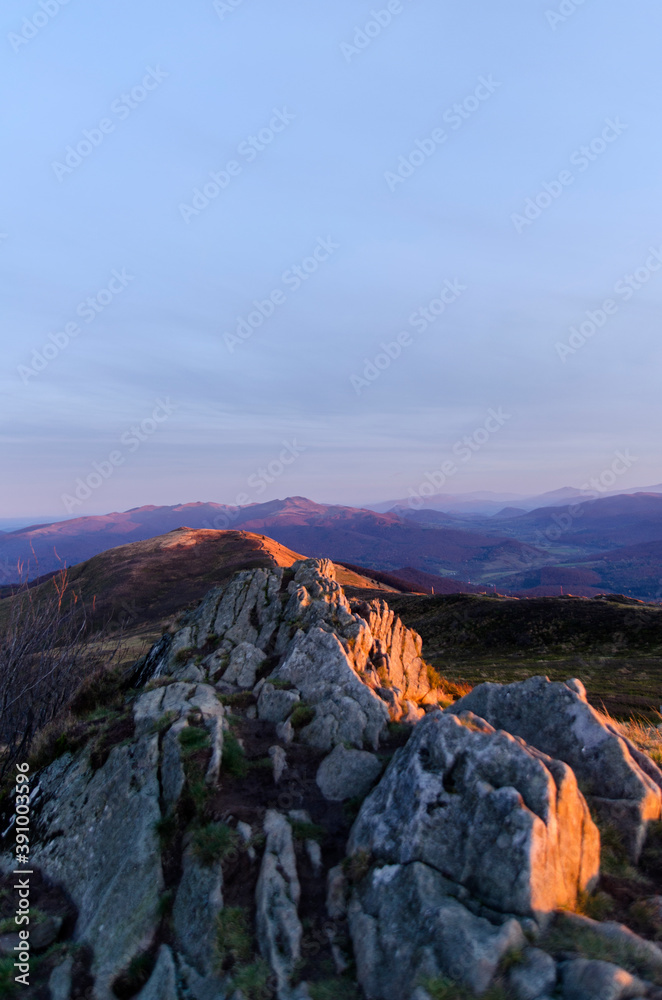 Obraz premium Bieszczady zachód słońca połonina Caryńska 