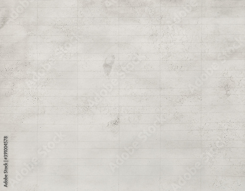 An old stained paper texture sheet, with lines deformed by humidity. A vintage backdrop, neutral desaturated gray color tones.
