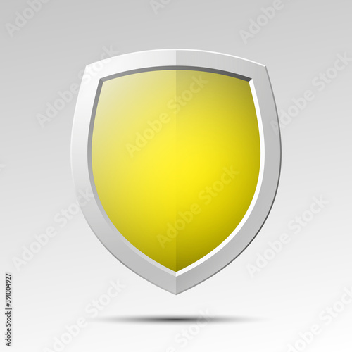 Free Download Yellow Origami Shield. Design shape icon. Protect privacy Illustration, badge banner presentation. - GFXLoad