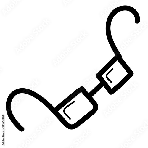 doctor glasses coloring book, isolated object, black and white, vector medical doodles