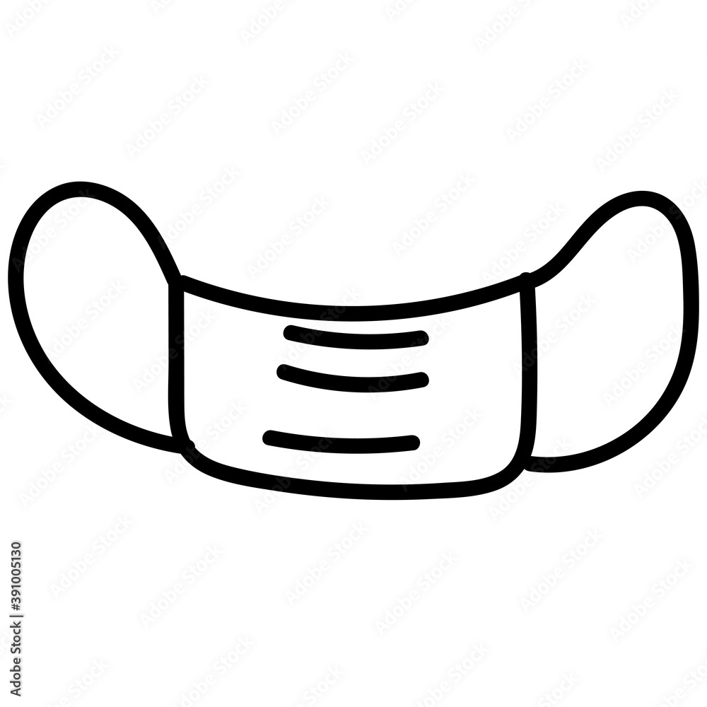 sterile medical mask - personal protective equipment, coloring book, isolated object, vector medical doodles