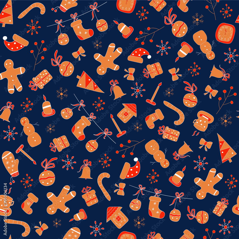 Obraz premium Christmas, Ney Year Seamless abstract pattern, wrapping paper. 
