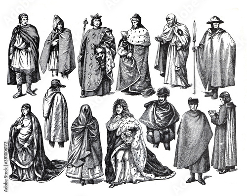 Vintage and retro france royal collage / Antique engraved illustration from from La Rousse XX Sciele	
