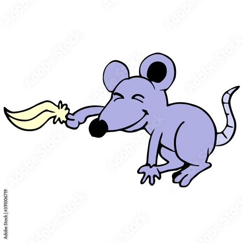 the mouse is joking with its fur to tickle
