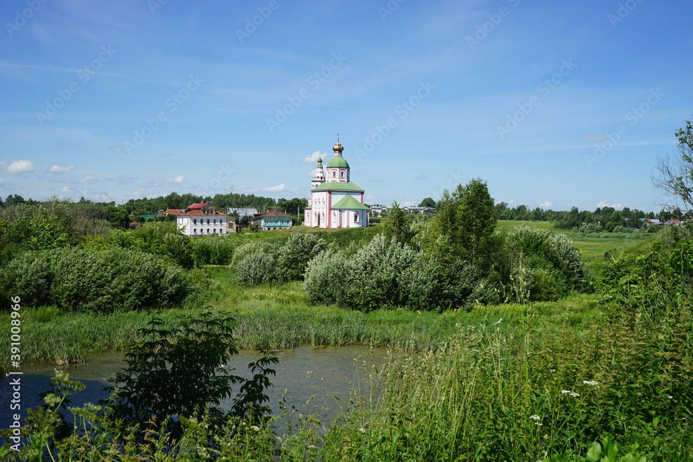 view of the Church of Elijah the Prophet in Suzdal. Summer. Russia