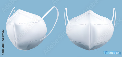 Medical mask, surgical mask, virus and infection protection. 3d realistic vector object