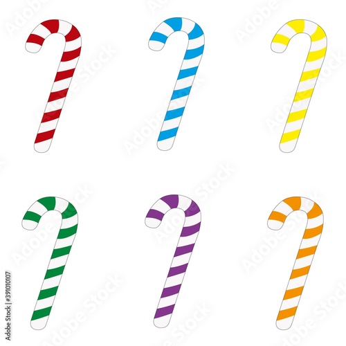 Set of christmas candy cane. Vector illustration icon isolated on white background.