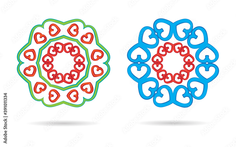 two abstract heart mandalas two abstract heart mandalas
