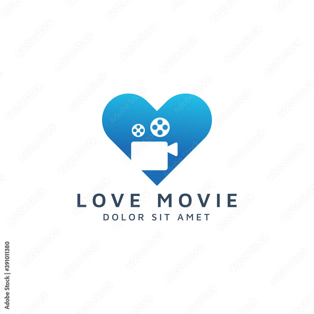 love and movie negative space logo design love and movie negative space logo design
