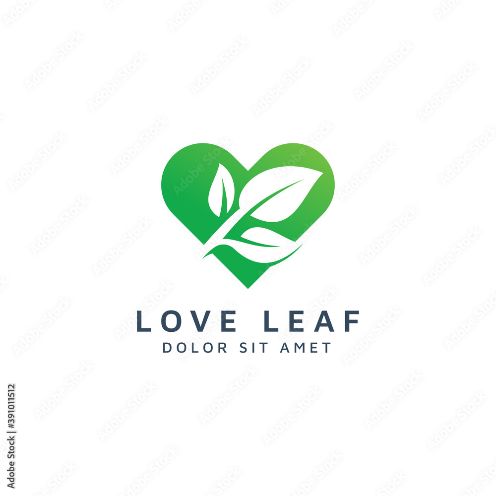 love and leaf negative space logo design