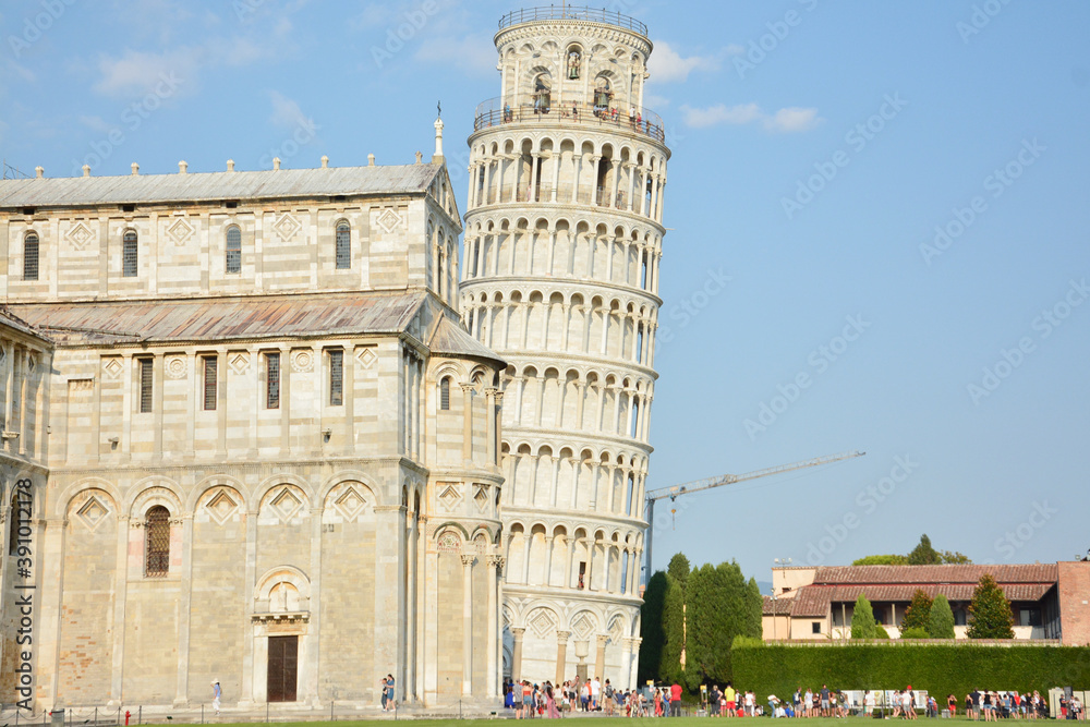 Italy, Pisa. The Cathedral and the Leaning Tower in the Campo dei Miracoli ensemble.