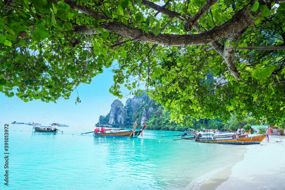 Long Tail Boats at Phi Phi Don in Krabi, Thailand. Long Tail Boats at Phi Phi Don in Krabi, Thailand.