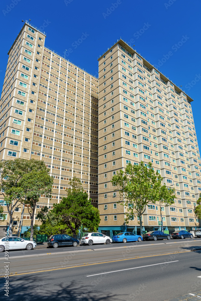 Housing commission building in Melbourne, Australia. Government provided accommodation for new migrants and low income families