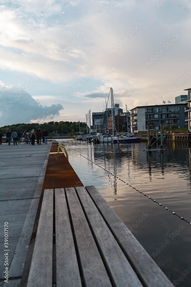 the harbour of the town Odense in Denmark 