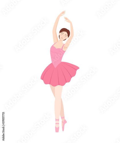 Dancing beautiful ballerina on white background, vector illustration