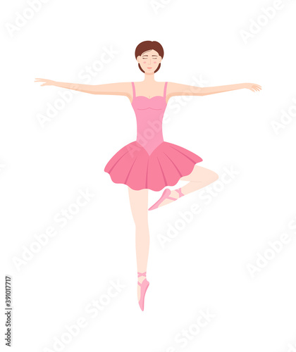 Dancing ballerina on white background, vector illustration