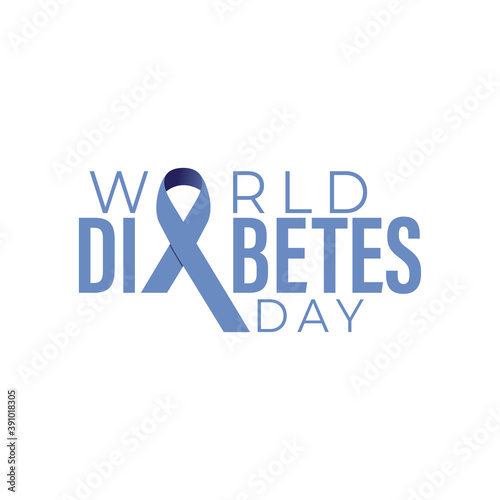 World diabetes day awareness design with blue color ribbon for poster, website, or any design.