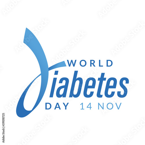 World diabetes day awareness design with blue ribbon for poster, website, or any design.