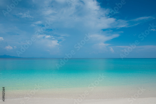 Blue sky and very clear sea for summer  beach  ocean background.