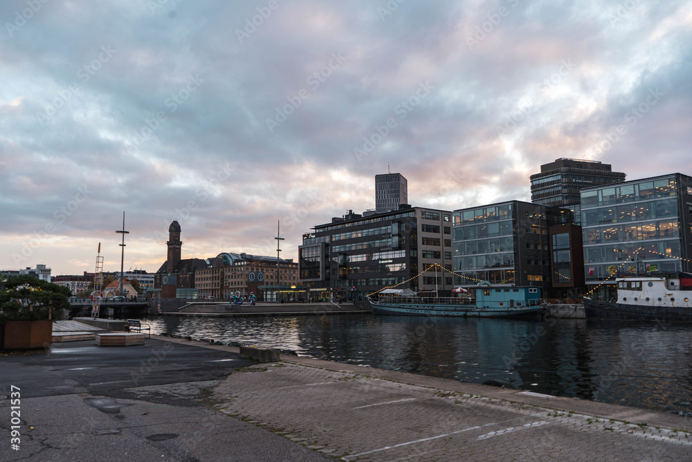 Fototapeta premium view of the harbor city Malmo