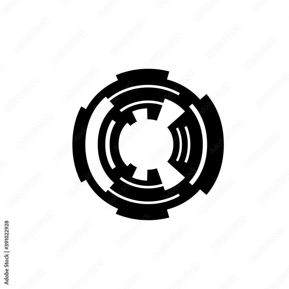 Circular symbol or sign, design element for logo, emblem, icon on white background.