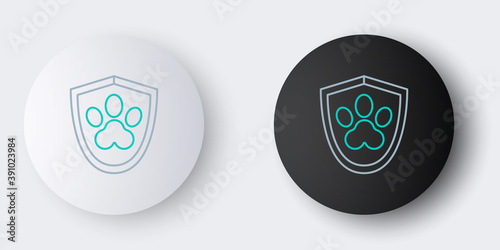 Line Animal health insurance icon isolated on grey background. Pet protection icon. Dog or cat paw print. Colorful outline concept. Vector.