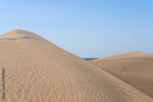 Desert landscape in the dunes of Maspalomas, Gran Canaria, Canary Islands, Spain