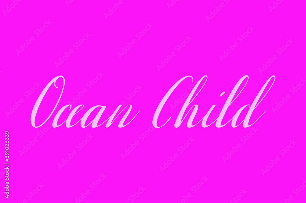 Ocean Child Cursive Typography White Color Text On Dork Pink Background  