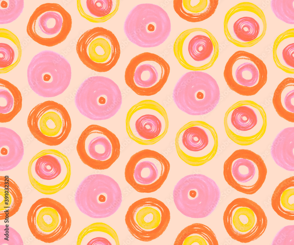 Artistic Seamless Circles. Pink Geometric 