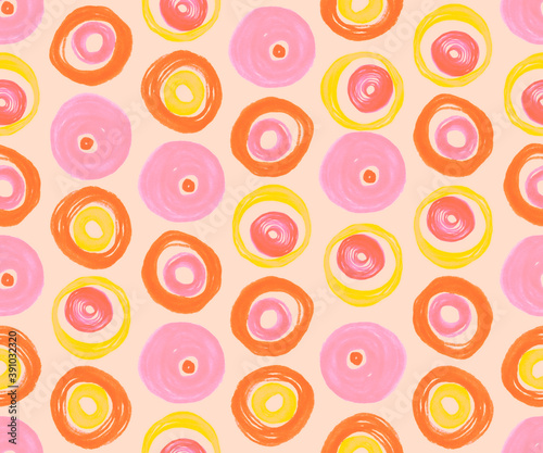 Artistic Seamless Circles. Pink Geometric 