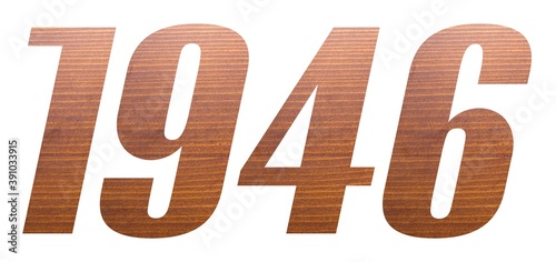 1946 with brown wooden texture on white background.