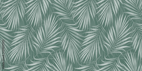 Tropical exotic seamless pattern with palm leaves. Hand-drawn vintage illustration  background and texture. Good for production wallpapers  cloth  fabric printing  goods.