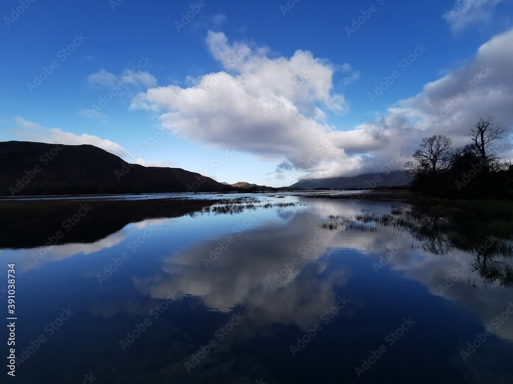 lake and mountains