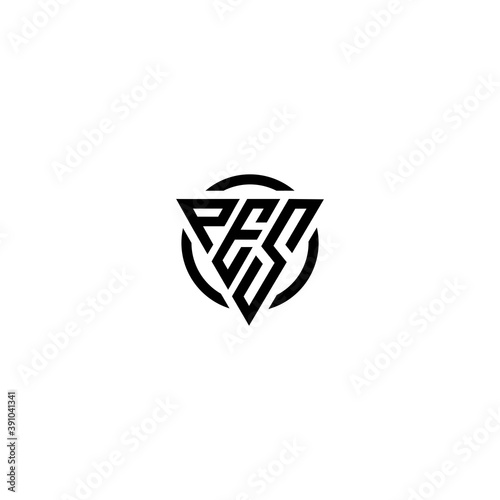 Initial letter PES triangle monogram simple modern clean vector logo 